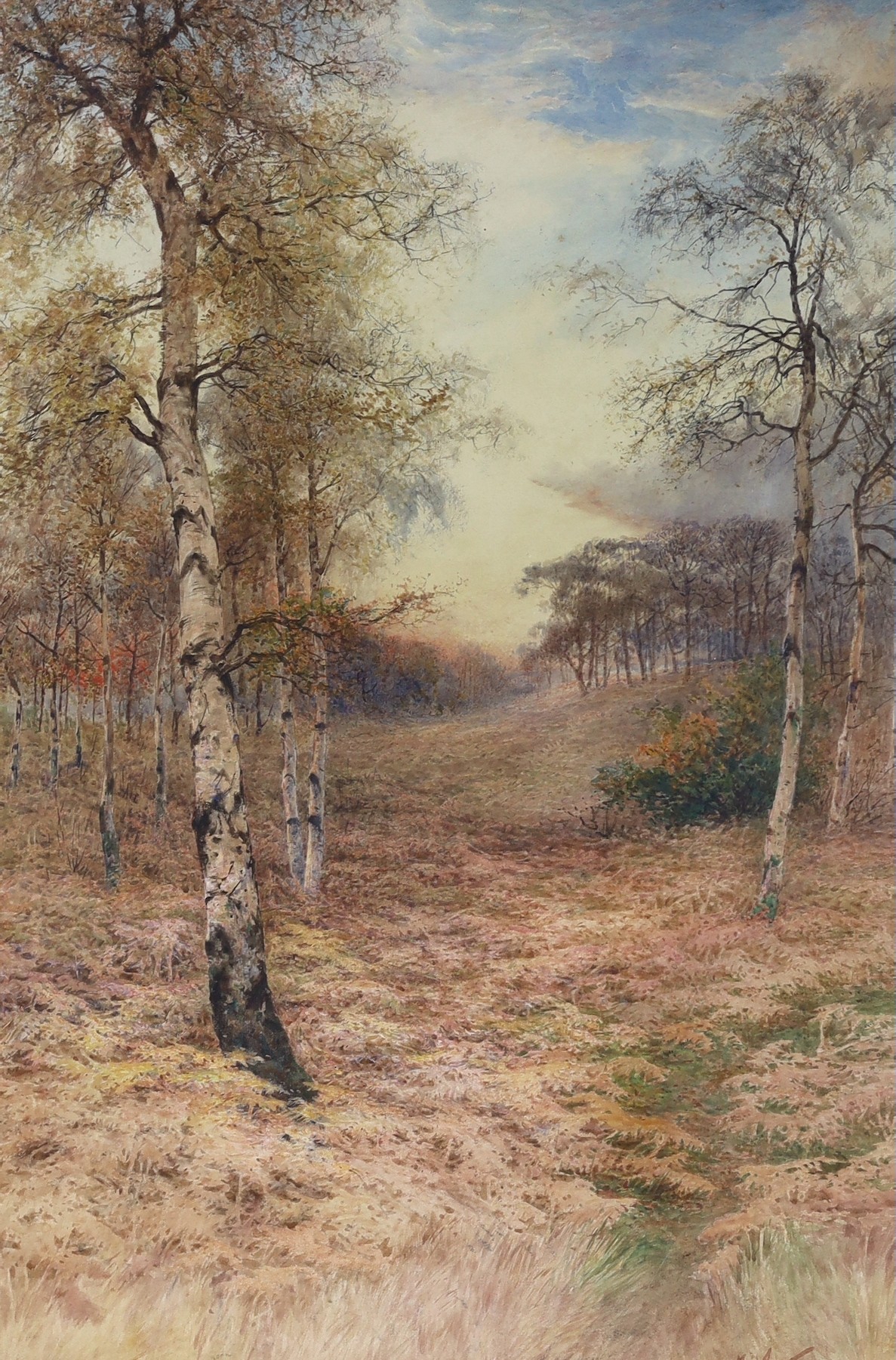 Paul Bertram (1833-1901), watercolour, Heathland scene, signed, 75 x 49cm